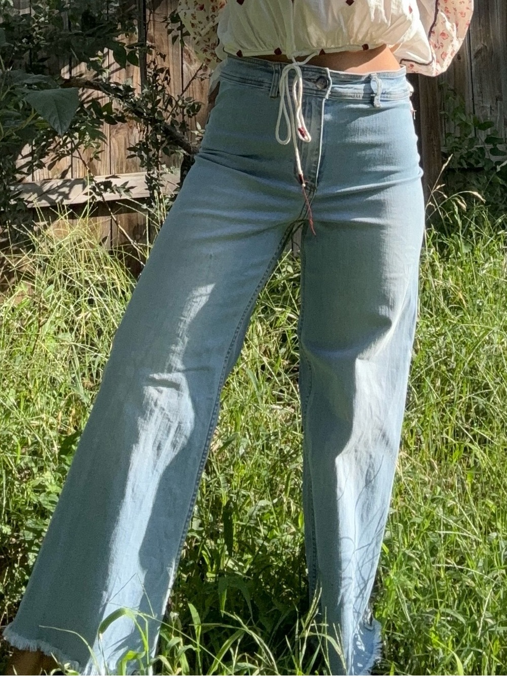 Billabong Light Blue Denim Jeans with Tan Stitching